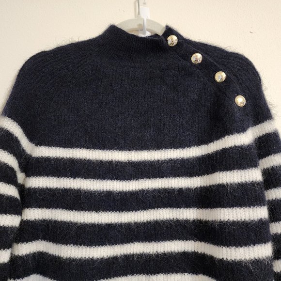 Sezane Women TRUDY JUMPER Navy / Ecru, S, Mohair Merinowoll Blend, Classic - Picture 5 of 15